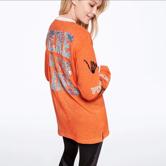 NWT VS PINK Bling Oversized Campus Halloween - Picture 1 of 7